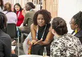 AIDS 2024. Munich, Germany. Thursday, 25 July 2024. Speed Mentoring for Women and Girls in Science at the ISA booth in Exhibition Hall.